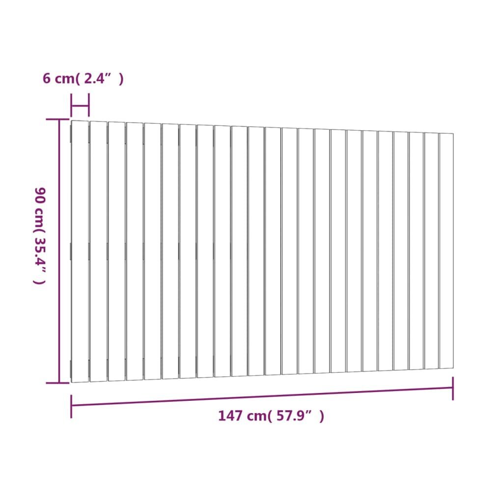 vidaXL Sängynpääty seinälle 147x3x90 cm täysi mänty hinta ja tiedot | Sängyt | hobbyhall.fi