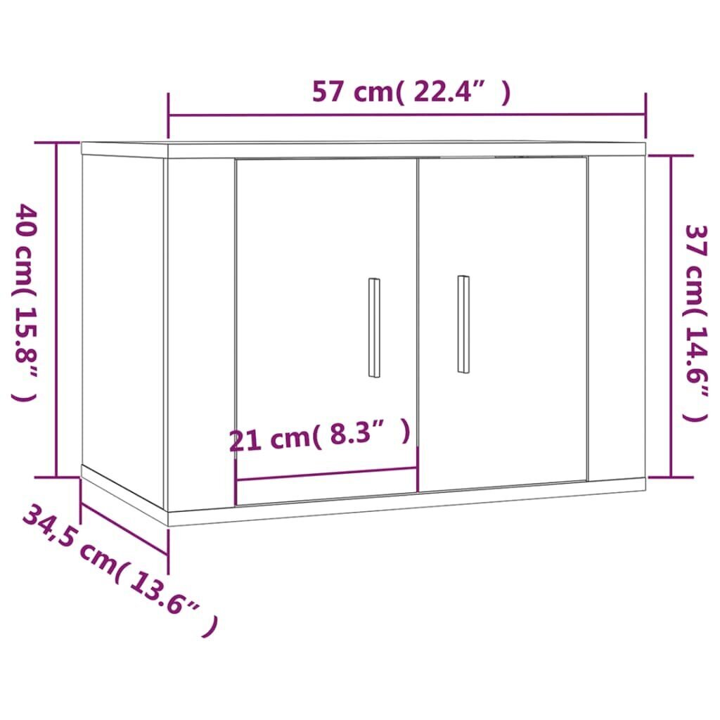 vidaXL Seinäkiinnitettävät TV-kaapit 3 kpl musta 57x34,5x40 cm hinta ja tiedot | TV-tasot | hobbyhall.fi