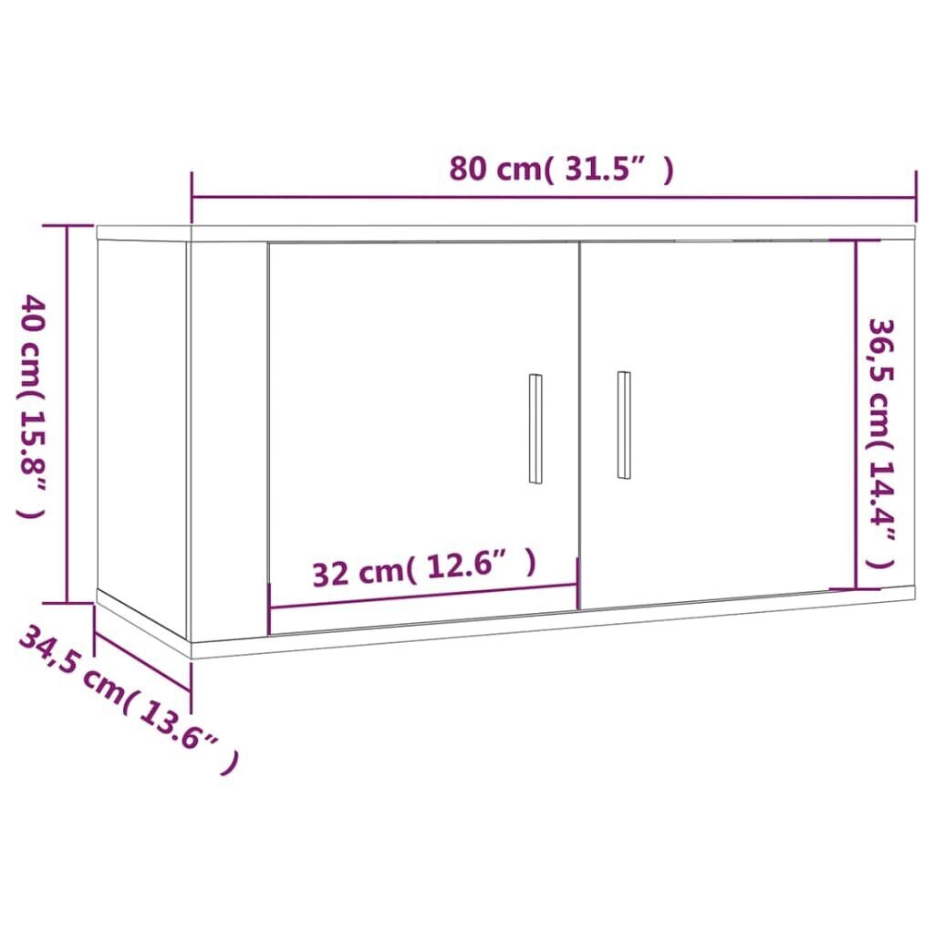 vidaXL Seinäkiinnitettävät TV-kaapit 3 kpl betoninharmaa 80x34,5x40 cm hinta ja tiedot | TV-tasot | hobbyhall.fi