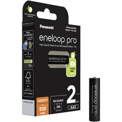 Ladattavat akut Panasonic Eneloop PRO HR03/AAA 930mAh - 2 kpl hinta ja tiedot | Paristot | hobbyhall.fi