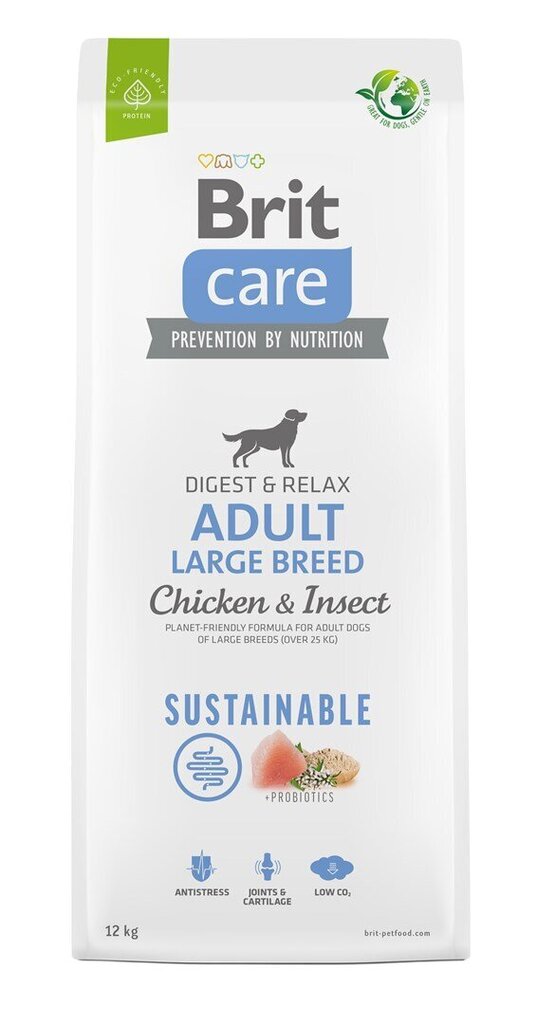 Brit Care Sustainable Adult Large Breed Chicken&Insect koiranruoka 12kg hinta ja tiedot | Koiran kuivaruoka | hobbyhall.fi