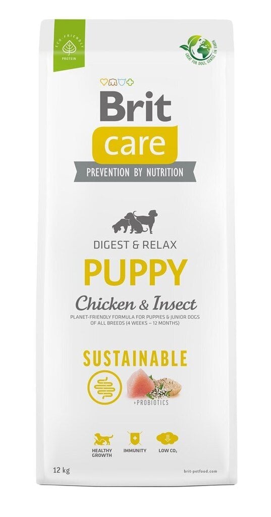 Brit Care Sustainable Puppy Chicken&Insect koiran ruoka 12 kg hinta ja tiedot | Koiran kuivaruoka | hobbyhall.fi