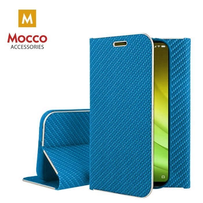 Mocco Carbon Leather Book Case For Samsung A205 Galaxy A20 / A305 Galaxy A30 Blue hinta ja tiedot | Puhelimen kuoret ja kotelot | hobbyhall.fi