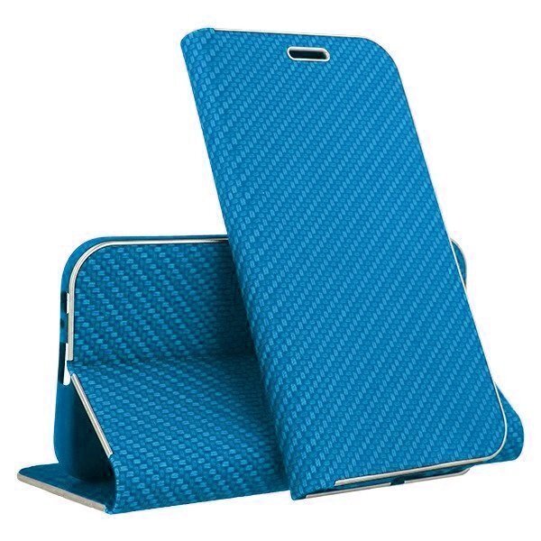 Mocco Carbon Leather Book Case For Samsung A205 Galaxy A20 / A305 Galaxy A30 Blue hinta ja tiedot | Puhelimen kuoret ja kotelot | hobbyhall.fi