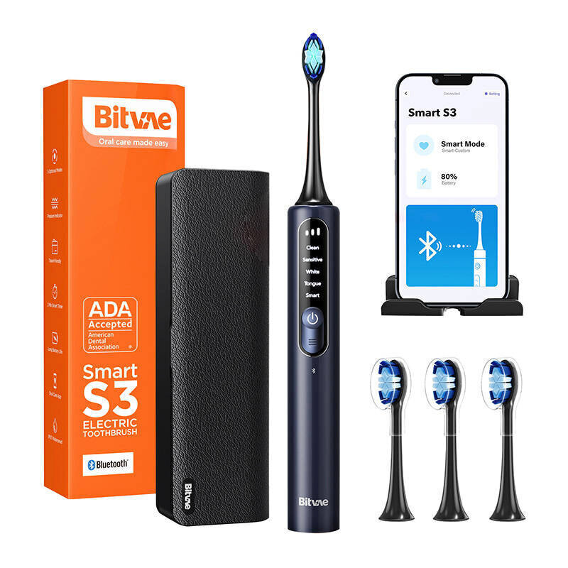 Bitvae Sonic-hammasharja sovelluksella, kärjet, matkalaukku ja hammasharjan pidike S3 (musta) hinta ja tiedot | Sähköhammasharjat | hobbyhall.fi