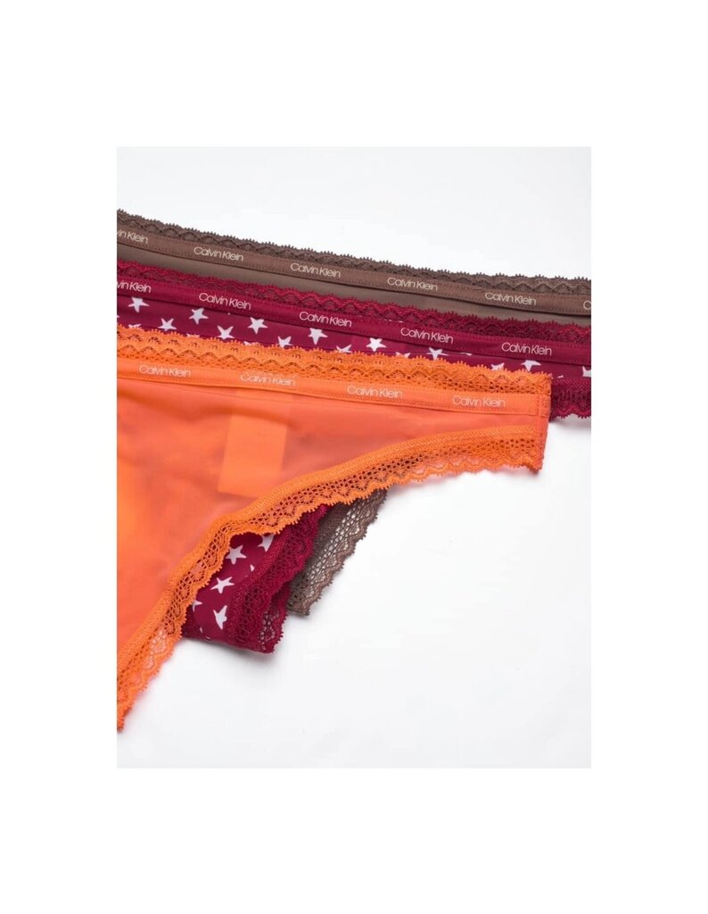 Naisten stringit Calvin Klein Stringit 3 paria, tummanpunainen, oranssi, ruskea, 000QD3802E 65K, 4500442232 hinta ja tiedot | Naisten alushousut | hobbyhall.fi