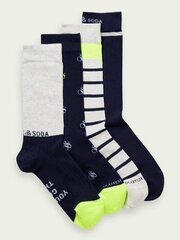 Scotch & Soda sukat miesten lahjapakkauksessa, 4-paria, 701222072001043, tummansininen, harmaa hinta ja tiedot | Miesten sukat | hobbyhall.fi