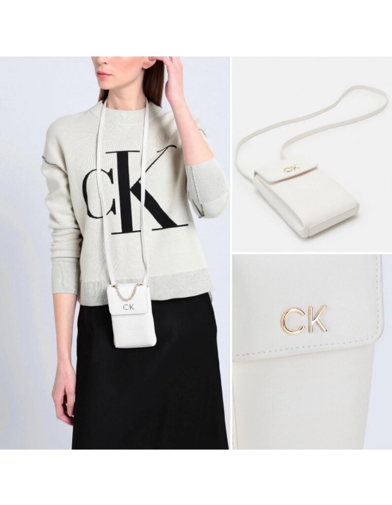 Calvin Klein kännykkälaukku naisille, K60K608748 YAV, valkoinen hinta ja tiedot | Naisten käsilaukut | hobbyhall.fi