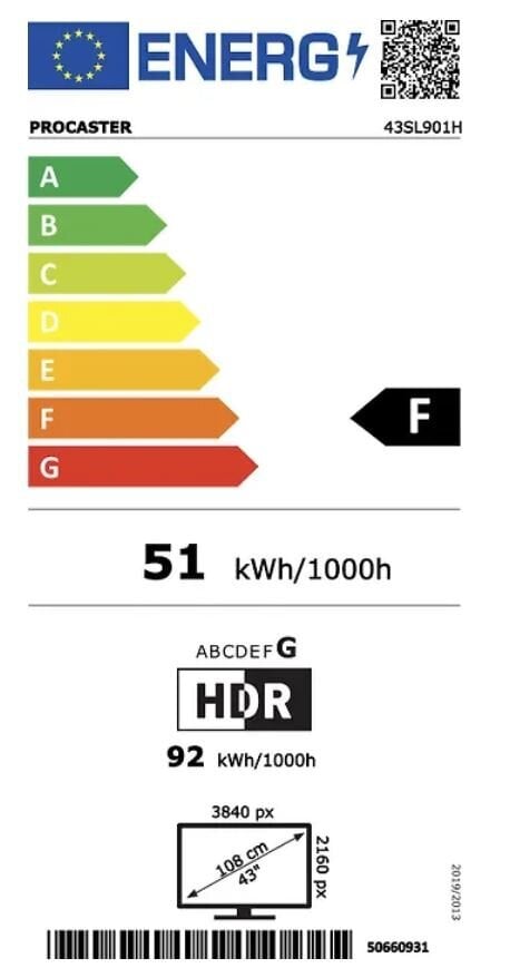ProCaster 43SL901H hinta ja tiedot | Televisiot | hobbyhall.fi