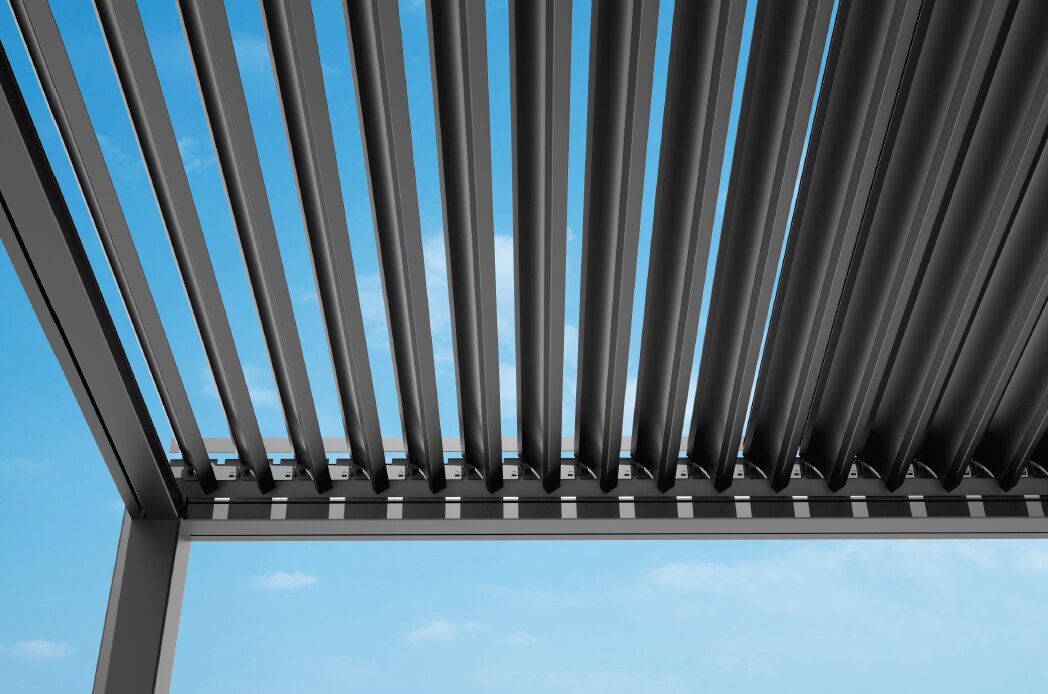 Markiisi Sky Pergola 3x3m (valkoinen, moottoroitu katto, LED-valo) hinta ja tiedot | Puutarhapaviljongit | hobbyhall.fi