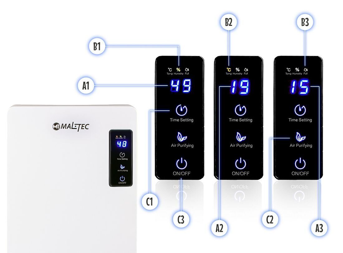 Ilmakuivain, kosteudenpoisto, MALTEC 1800ml 90W hinta ja tiedot | Ilmankuivaimet | hobbyhall.fi