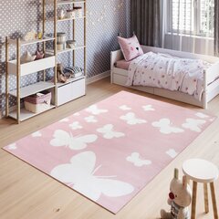 Lasten matto Butterfly pinkki, 120x170cm hinta ja tiedot | Isot matot | hobbyhall.fi