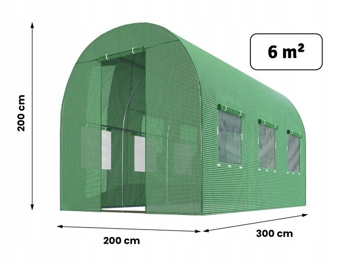 Puutarhakasvihuone Fluxar Home, 6 m², 300 x 200 cm, vihreä hinta ja tiedot | Kasvihuoneet | hobbyhall.fi