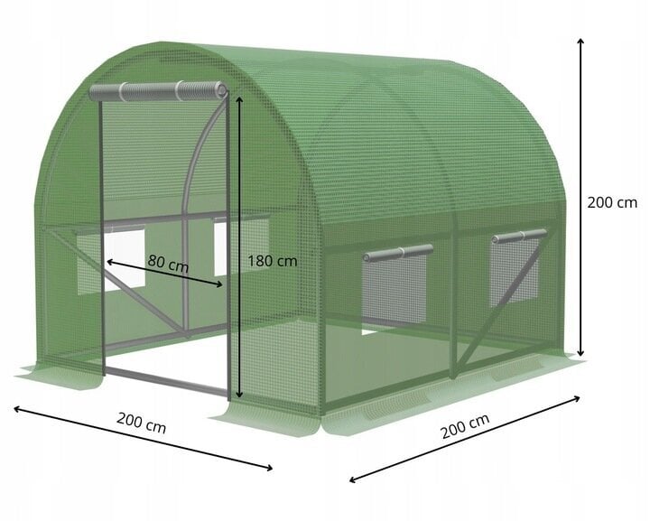 Puutarhakasvihuone Fluxar Home S4, 4 m² 200 x 200 cm, vihreä hinta ja tiedot | Kasvihuoneet | hobbyhall.fi