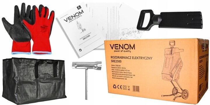 Sähkökäyttöinen silppuri Venom 3500W XXXL hinta ja tiedot | Oksasilppurit, lehtipuhaltimet | hobbyhall.fi