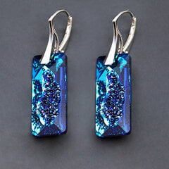 Hopeiset korvakorut „Growing Crystal II (Bermuda Blue)“ Swarovskin kristalleilla hinta ja tiedot | Korvakorut | hobbyhall.fi
