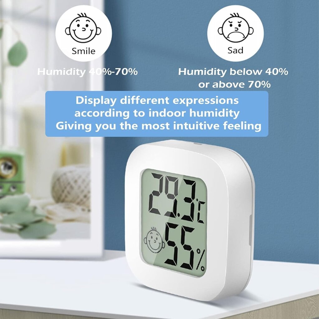 Majome Digitaalinen lämpömittari Hygrometri Mini Pack of 4 vauvanhuoneeseen olohuoneeseen toimistoon hinta ja tiedot | Sääasemat, lämpö- ja kosteusmittarit | hobbyhall.fi