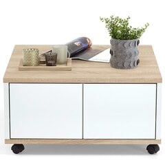 FMD Liikkuva sohvapöytä 70x70x36 cm tammi ja kirkas valkoinen hinta ja tiedot | Sohvapöydät | hobbyhall.fi