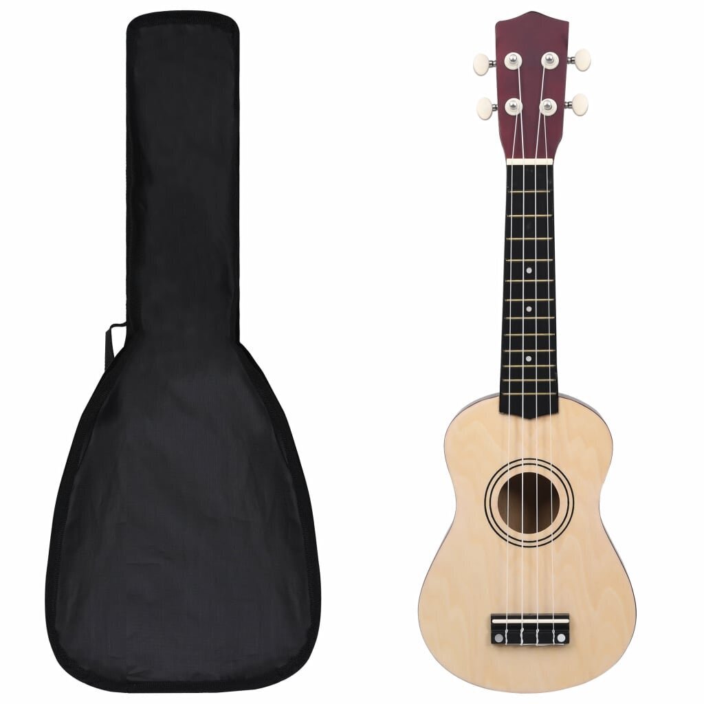 vidaXL Sopraano ukulelesarja laukulla lapsille vaalea puu 21" hinta ja tiedot | Kitarat | hobbyhall.fi