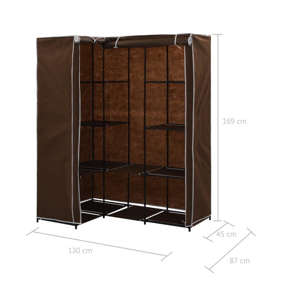 vidaXL Kulmavaatekaappi ruskea 130x87x169 cm hinta ja tiedot | Kaapit | hobbyhall.fi