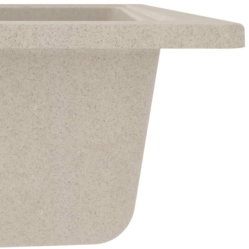 vidaXL Keittiön tiskiallas ylivuotoreiällä ovaali beige graniitti hinta ja tiedot | Keittiöaltaat | hobbyhall.fi