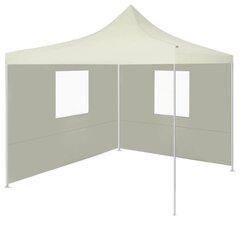 vidaXL Kokoontaittuva juhlateltta 2 sivuseinää 2x2 m teräs kerma hinta ja tiedot | Puutarhapaviljongit | hobbyhall.fi