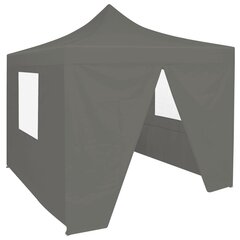 vidaXL Kokoontaittuva juhlateltta 4 sivuseinää 2x2 m teräs antrasiitti hinta ja tiedot | Puutarhapaviljongit | hobbyhall.fi