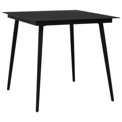 vidaXL Puutarhan ruokapöytä musta 80x80x74 cm teräs ja lasi hinta ja tiedot | Puutarhapöydät | hobbyhall.fi