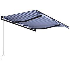 vidaXL Automaattisesti sisäänkelattava markiisi 300x250 cm sin./valk. hinta ja tiedot | Aurinkovarjot ja markiisit | hobbyhall.fi