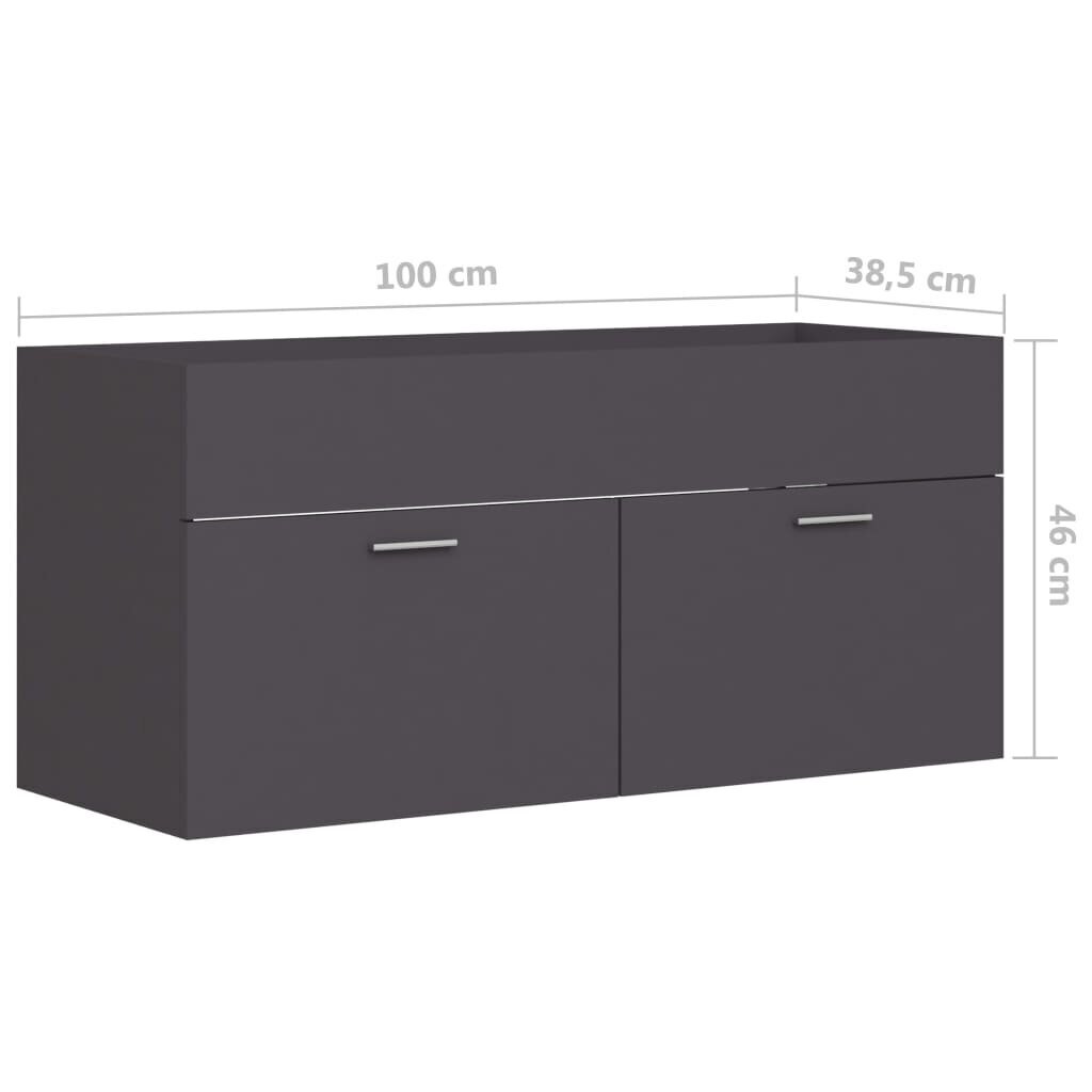 vidaXL Allaskaappi harmaa 100x38,5x46 cm lastulevy hinta ja tiedot | Kylpyhuonekaapit | hobbyhall.fi