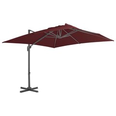 vidaXL Riippuva aurinkovarjo alumiinipylväällä viininpun. 400x300 cm hinta ja tiedot | Aurinkovarjot ja markiisit | hobbyhall.fi