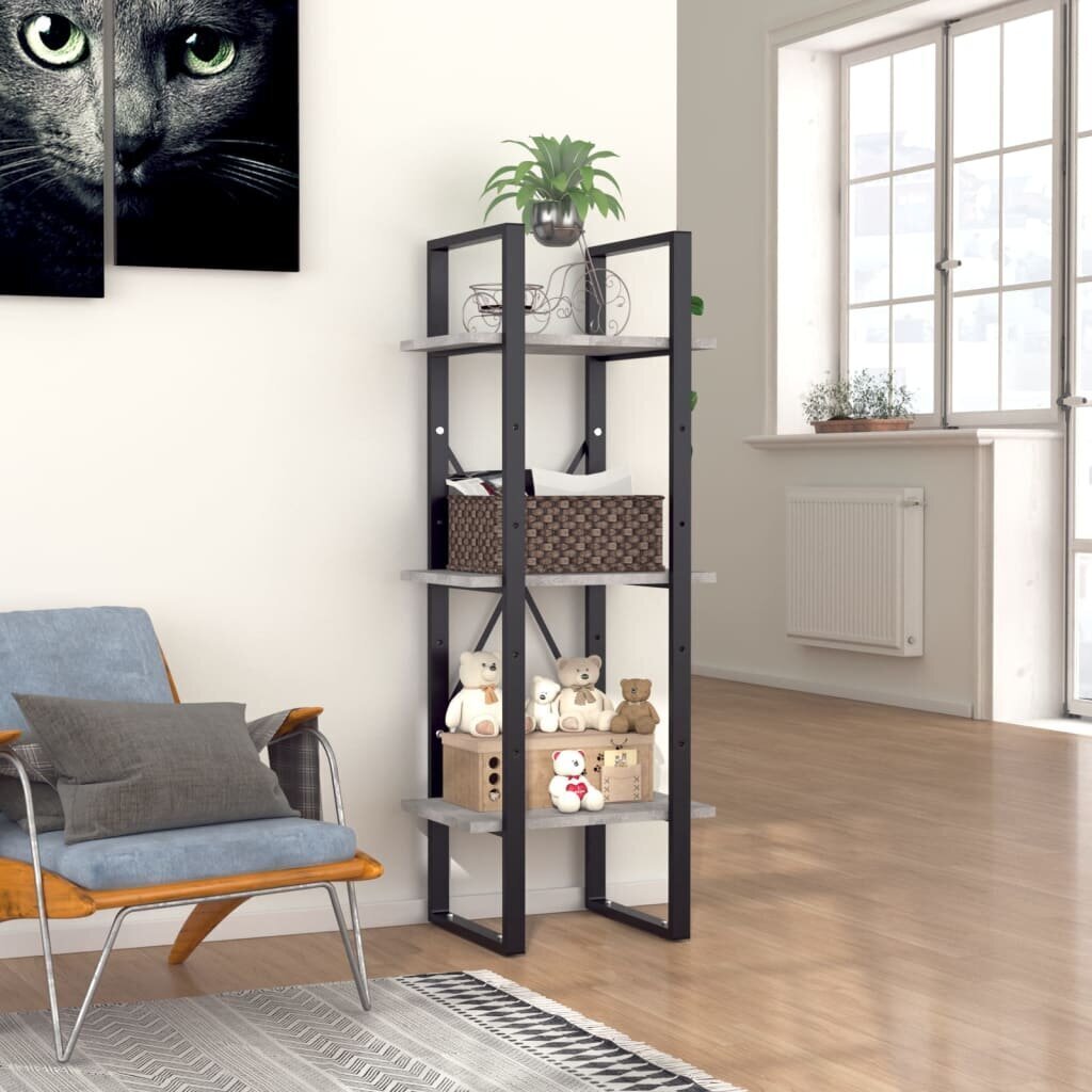 vidaXL 3-tasoinen kirjahylly betoninharmaa 40x30x105 cm lastulevy hinta ja tiedot | Hyllyt | hobbyhall.fi