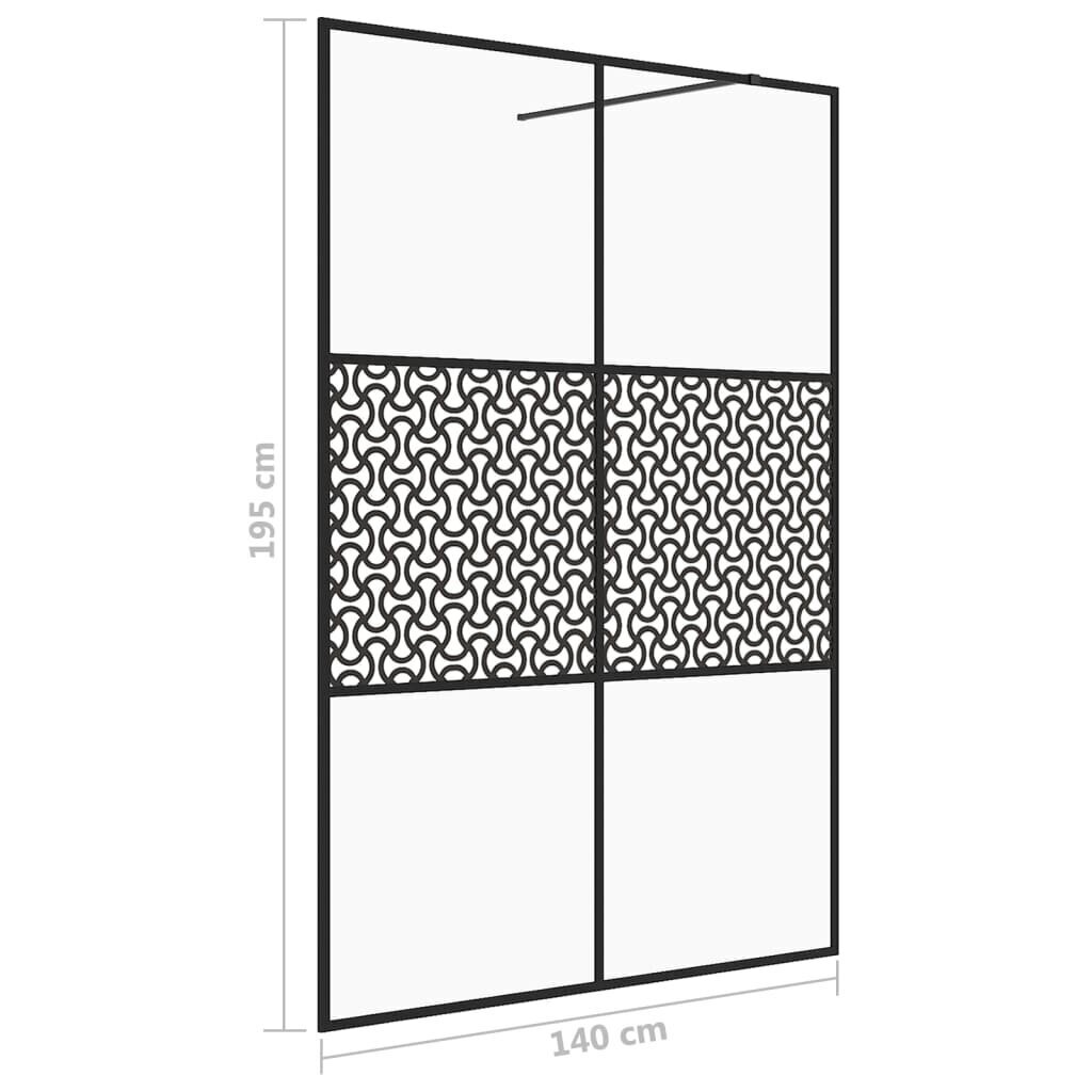 vidaXL Walk-in suihkun seinäke kirkas ESG-lasi 140x195 cm musta hinta ja tiedot | Suihkuseinät ja -ovet | hobbyhall.fi