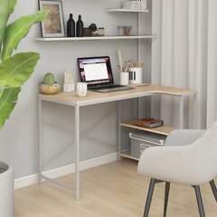 vidaXL Tietokonepöytä valkoinen ja tammi 110x72x70 cm lastulevy hinta ja tiedot | Tietokonepöydät ja työpöydät | hobbyhall.fi
