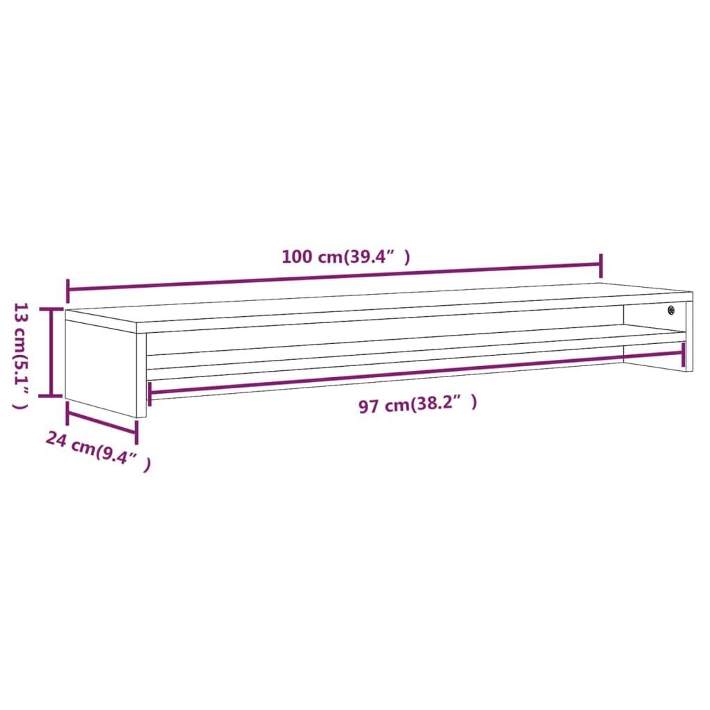 vidaXL Näyttöteline ruskea tammi 100x24x13 cm tekninen puu hinta ja tiedot | TV-seinätelineet | hobbyhall.fi