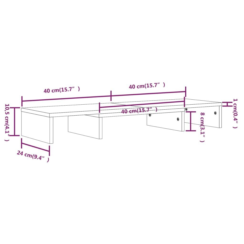 vidaXL Näyttöteline hunajanruskea 80x24x10,5 cm täysi mänty hinta ja tiedot | TV-tasot | hobbyhall.fi