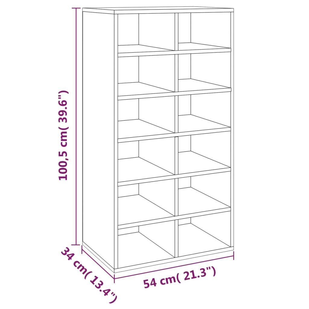 vidaXL Kenkäteline ruskea tammi 54x34x100,5 cm tekninen puu hinta ja tiedot | Kenkäkaapit ja -hyllyt | hobbyhall.fi