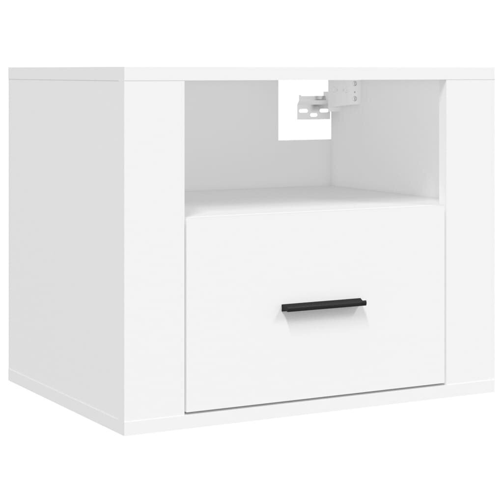 vidaXL Seinäkiinnitettävät yöpöydät 2 kpl valkoinen 50x36x40 cm hinta ja tiedot | Yöpöydät | hobbyhall.fi