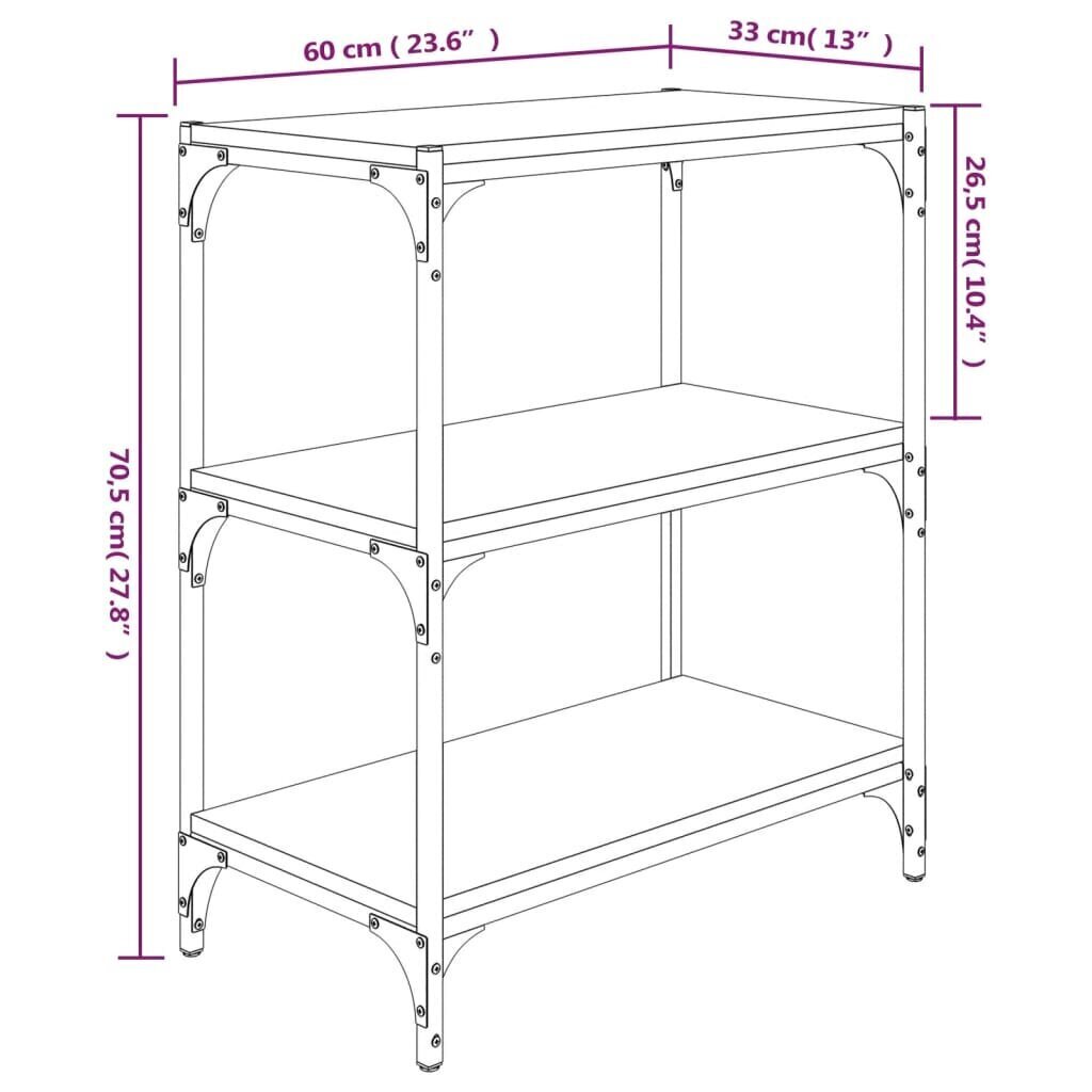 vidaXL Kirjahylly musta 60x33x70,5 cm tekninen puu ja teräs hinta ja tiedot | Hyllyt | hobbyhall.fi