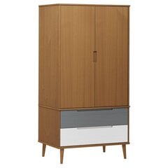 vidaXL Vaatekaappi MOLDE ruskea 90x55x175 cm täysi mänty hinta ja tiedot | Kaapit | hobbyhall.fi