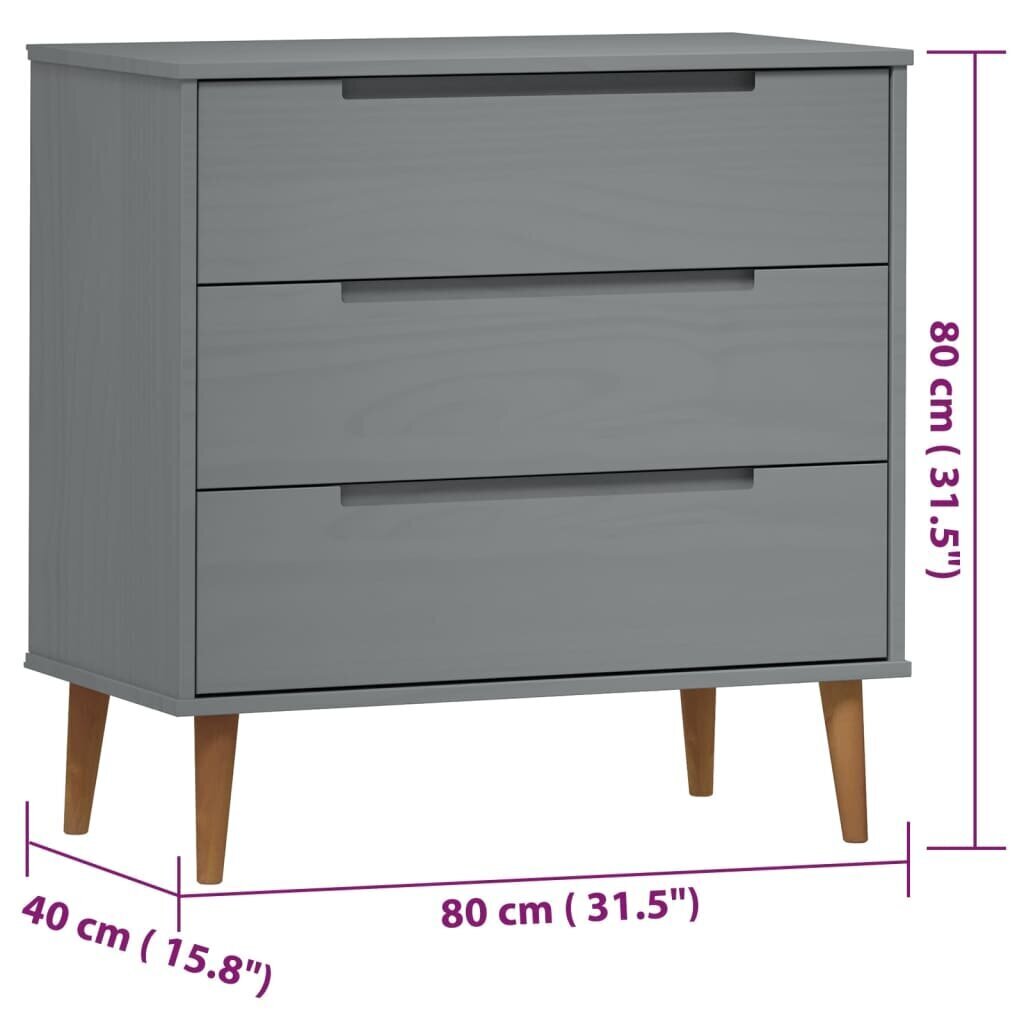 vidaXL Kaappi MOLDE harmaa 80x40x80 cm täysi mänty hinta ja tiedot | Lipastot | hobbyhall.fi