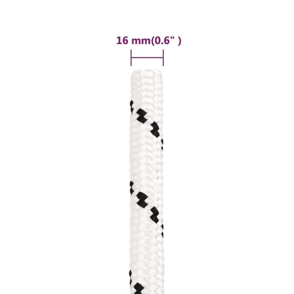 vidaXL Punottu veneköysi valkoinen 16 mm x 25 m polyesteri hinta ja tiedot | Lisävarusteet veneisiin ja kajakkeihin | hobbyhall.fi