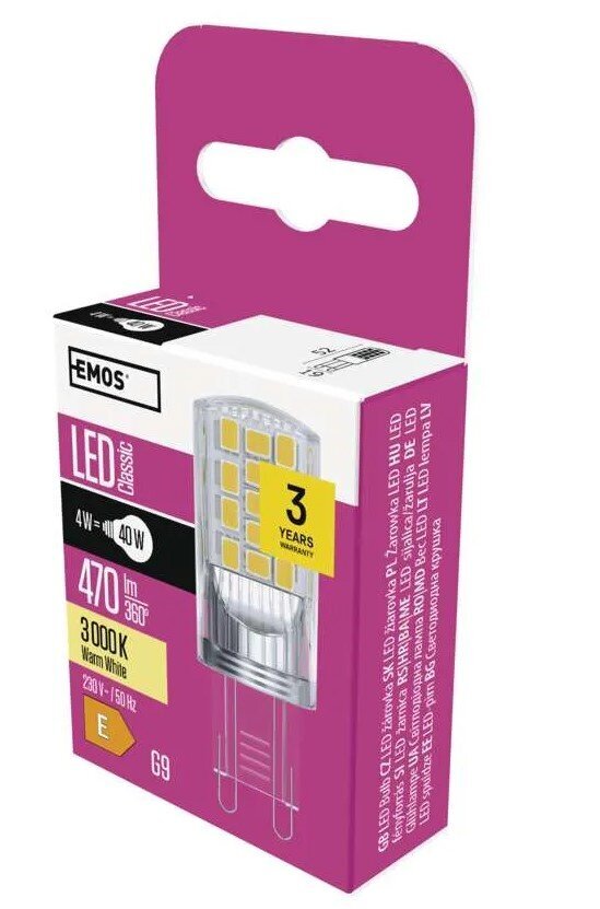 LED lemputė EMOS CLS JC 4W G9 470lm WW hinta ja tiedot | Lamput | hobbyhall.fi