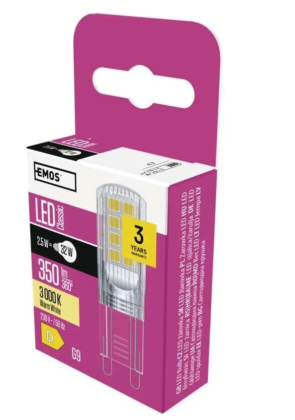 LED lemputė EMOS Classic JC 2.5W G9 350lm WW hinta ja tiedot | Lamput | hobbyhall.fi