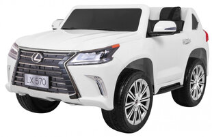 Lexus LX570 sähköinen kaksipaikkainen lastenauto, valkoinen hinta ja tiedot | Lasten sähköautot | hobbyhall.fi