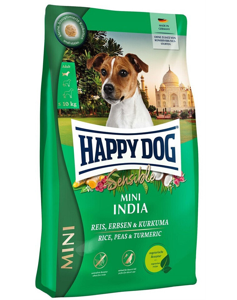 Happy Dog Sensible Mini India pienille ja keskikokoisille koirille hernettä, riisiä ja kurkumaa, 4 kg hinta ja tiedot | Koiran kuivaruoka | hobbyhall.fi