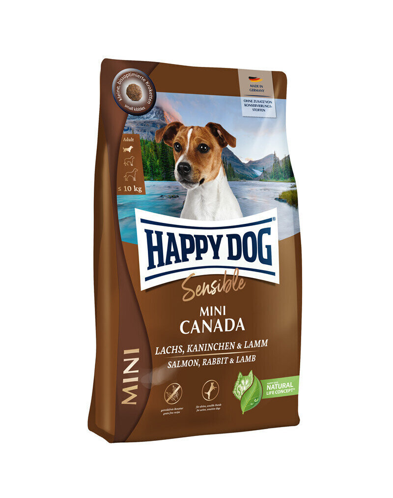 Happy Dog Sensible Mini Canada pienirotuisille koirille lohta, kaniinia ja lammasta, 4 kg hinta ja tiedot | Koiran kuivaruoka | hobbyhall.fi