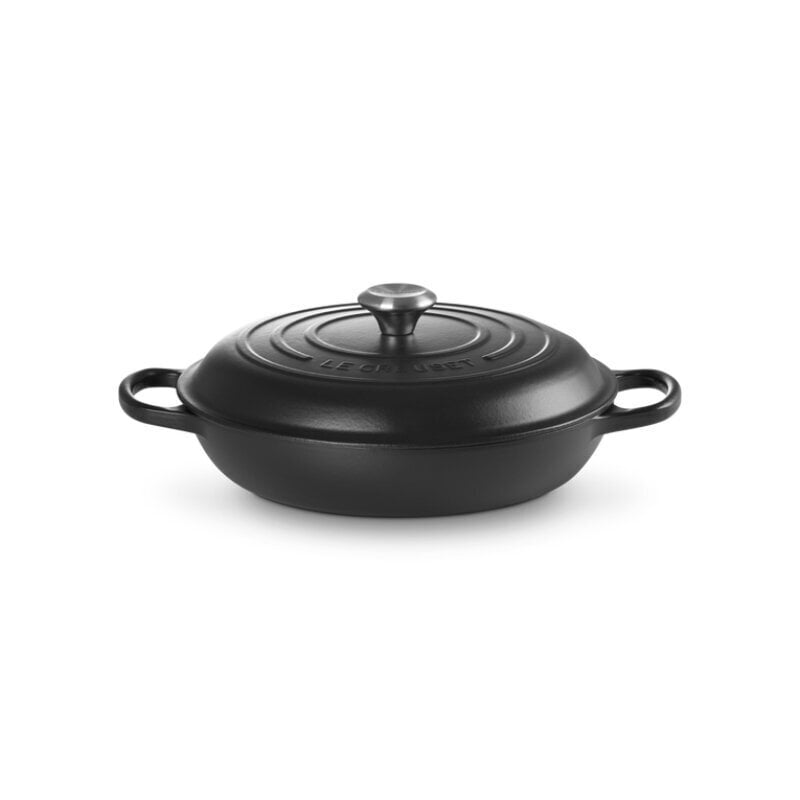 Le Creuset Valurautainen matala kattila 30cm, 3,5L mattamusta hinta ja tiedot | Kattilat ja painekattilat | hobbyhall.fi