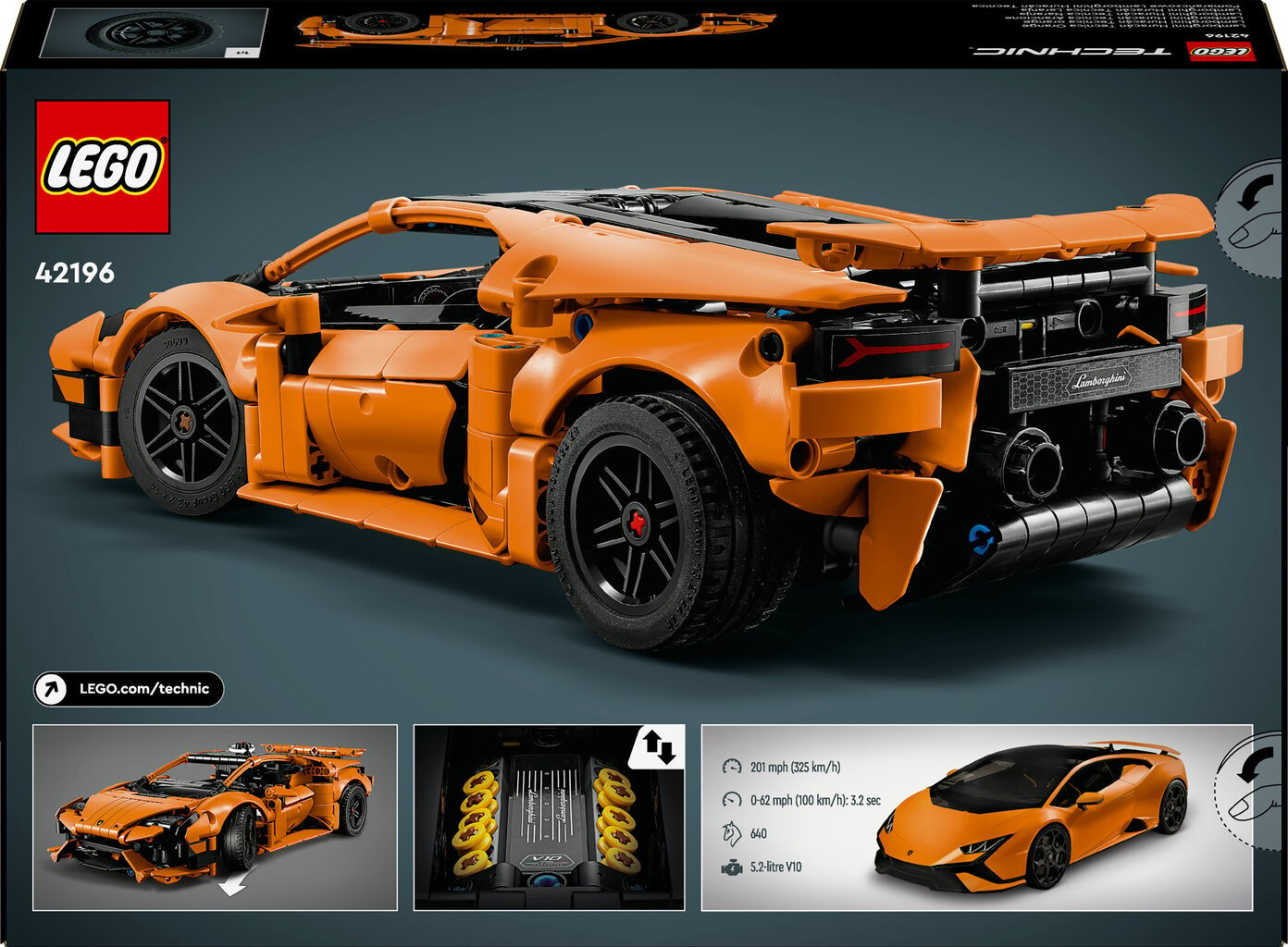 42196 LEGO® Technic Lamborghini Huracán Tecnica - oranssi hinta ja tiedot | LEGOT ja rakennuslelut | hobbyhall.fi