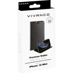 VIVANCO Premium Wallet iP 12mini Black hinta ja tiedot | Puhelimen kuoret ja kotelot | hobbyhall.fi